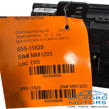 Black Temperature Control w/o Automatic Defog  2022-2024 Kia K5 LXS Sedan 1.6L