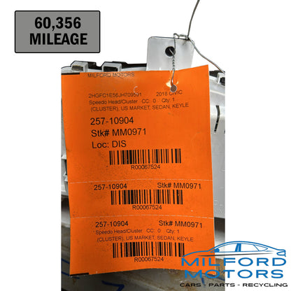 Instrument Speedometer Head/Cluster Fits 2017-2019 Honda Civic Sedan 1.5L