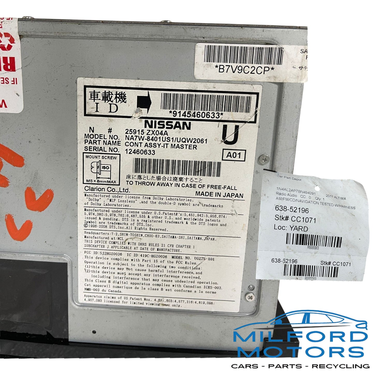 OEM Radio Receiver AM/FM/CD w/ Navigation Fits 2011-2013 Nissan Altima 2.5L