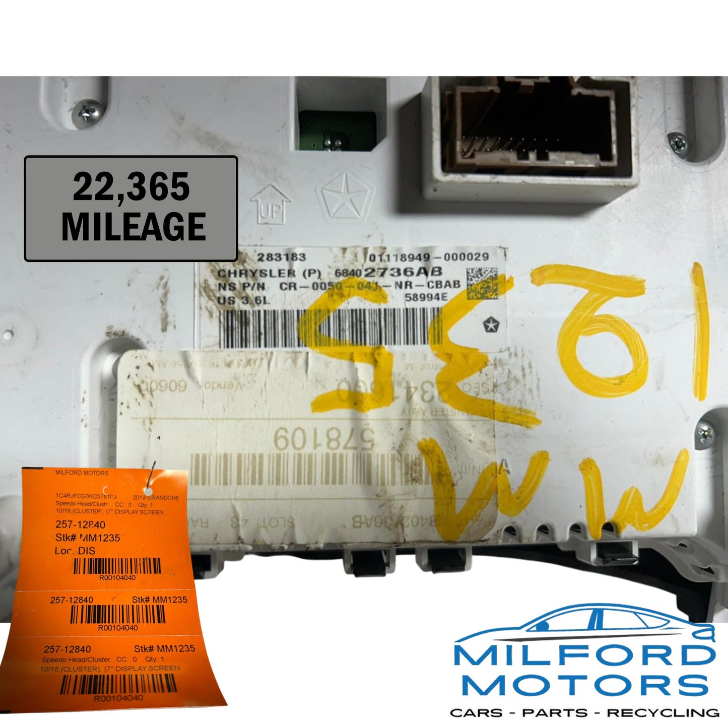 Speedometer Head/Cluster w/ 7" Display Screen Fits 2019 Grand Cherokee 3.6L