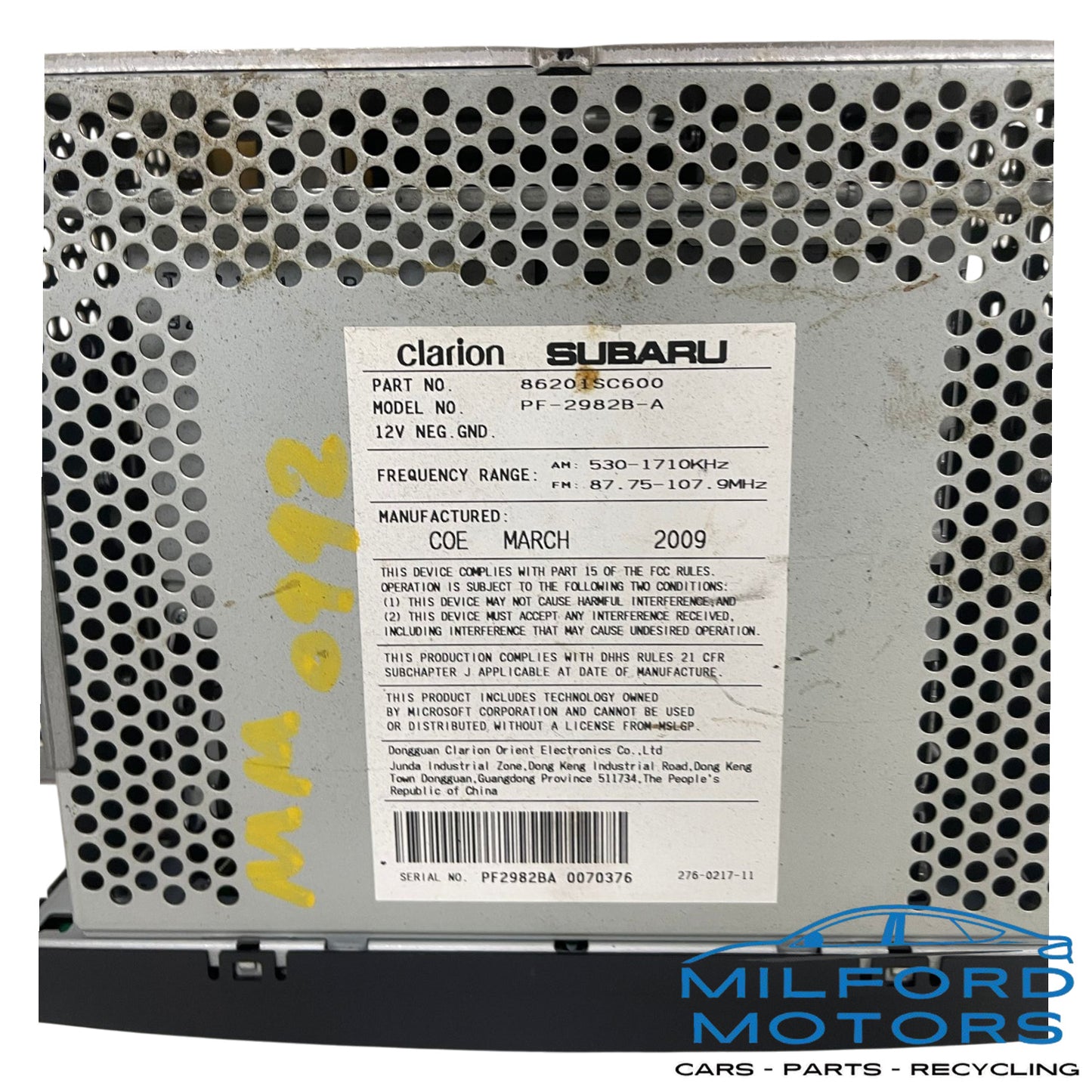 Audio Equipment Radio Receiver AM/FM/CD/MP3  Fits 2009-2013 Forester 2.5L