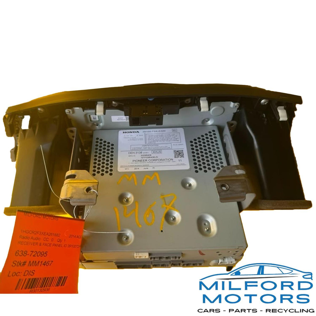 OEM Radio Audio Receiver & Panel Fits 2013-2015 Honda Accord LX 2.4L 39100T2AA32