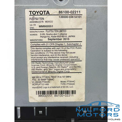 Radio Display Screen & Receiver w/ Navigation - 2016 Toyota Corolla 1.8L 100569