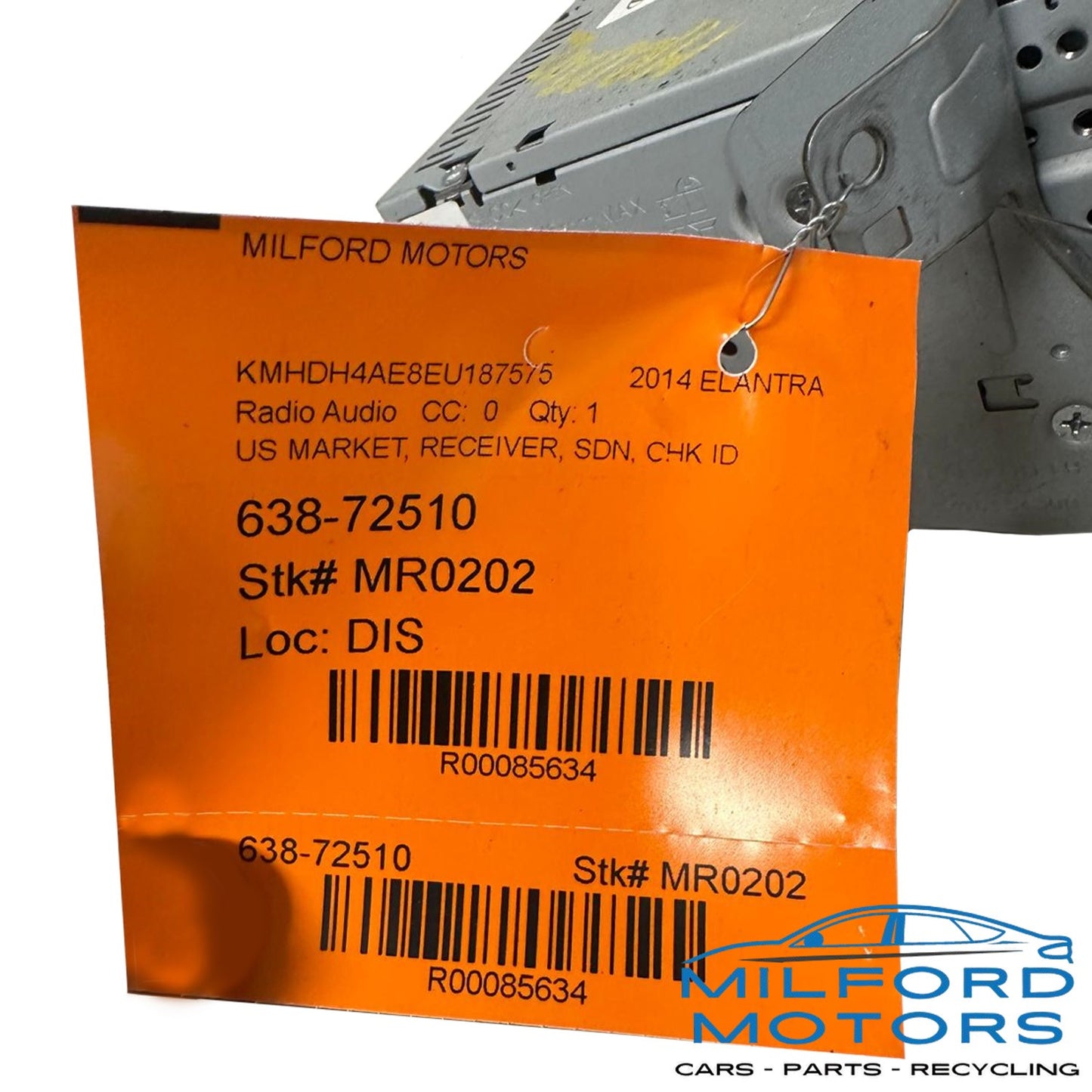 Used Audio Equipment Radio Receiver 2014-2015 Hyundai Elantra Limited / SE 1.8L