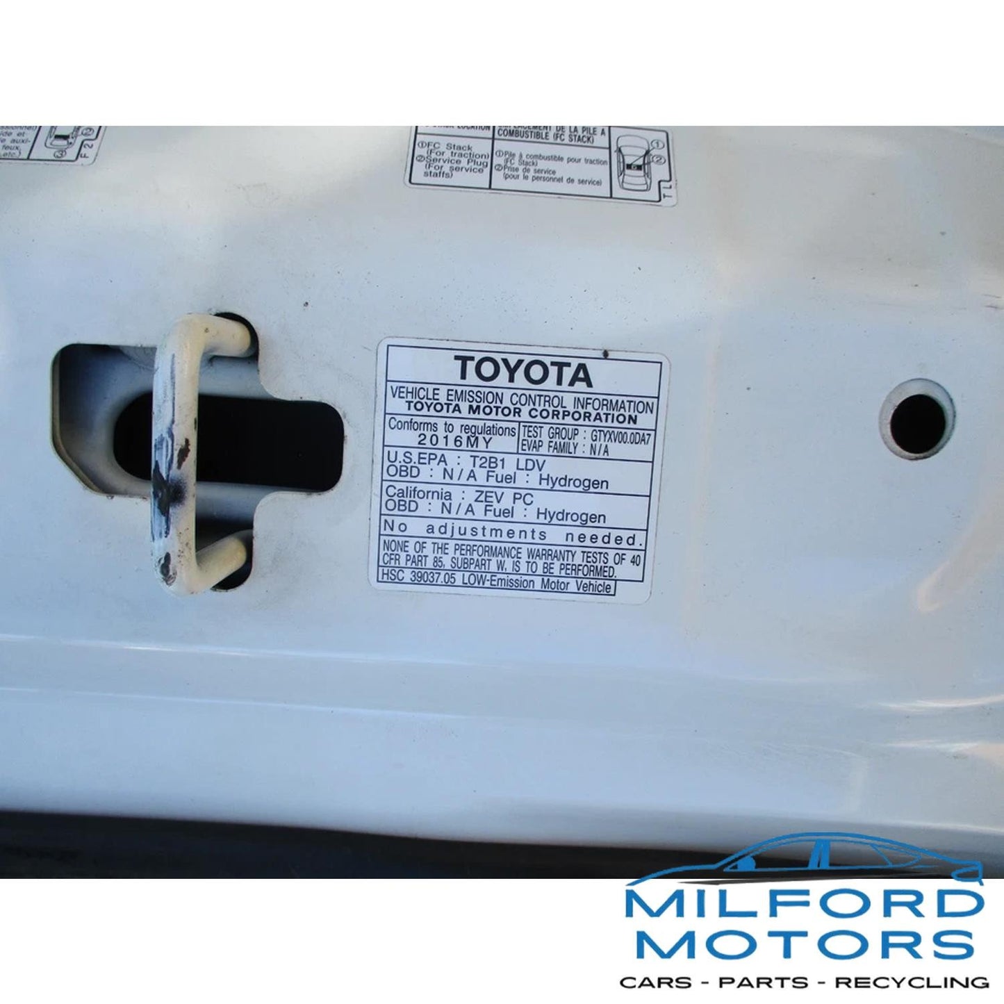 OEM Hood White Color Fits 2017 Toyota Mirai Sedan