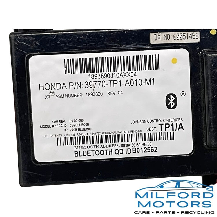 Chassis ECM Communication Bluetooth - 2010 Acura TSX Sedan 2.4L 39770-TP1-A010