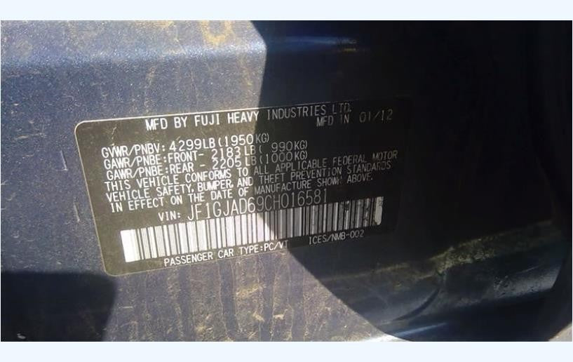 Passenger Side Front Electric Door Assembly Fits 12-17 Impreza XV Crosstrek 2.0L