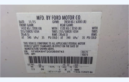 Passenger Right Side Front Door Assembly Fits 2011-2017 Ford Explorer 3.5L