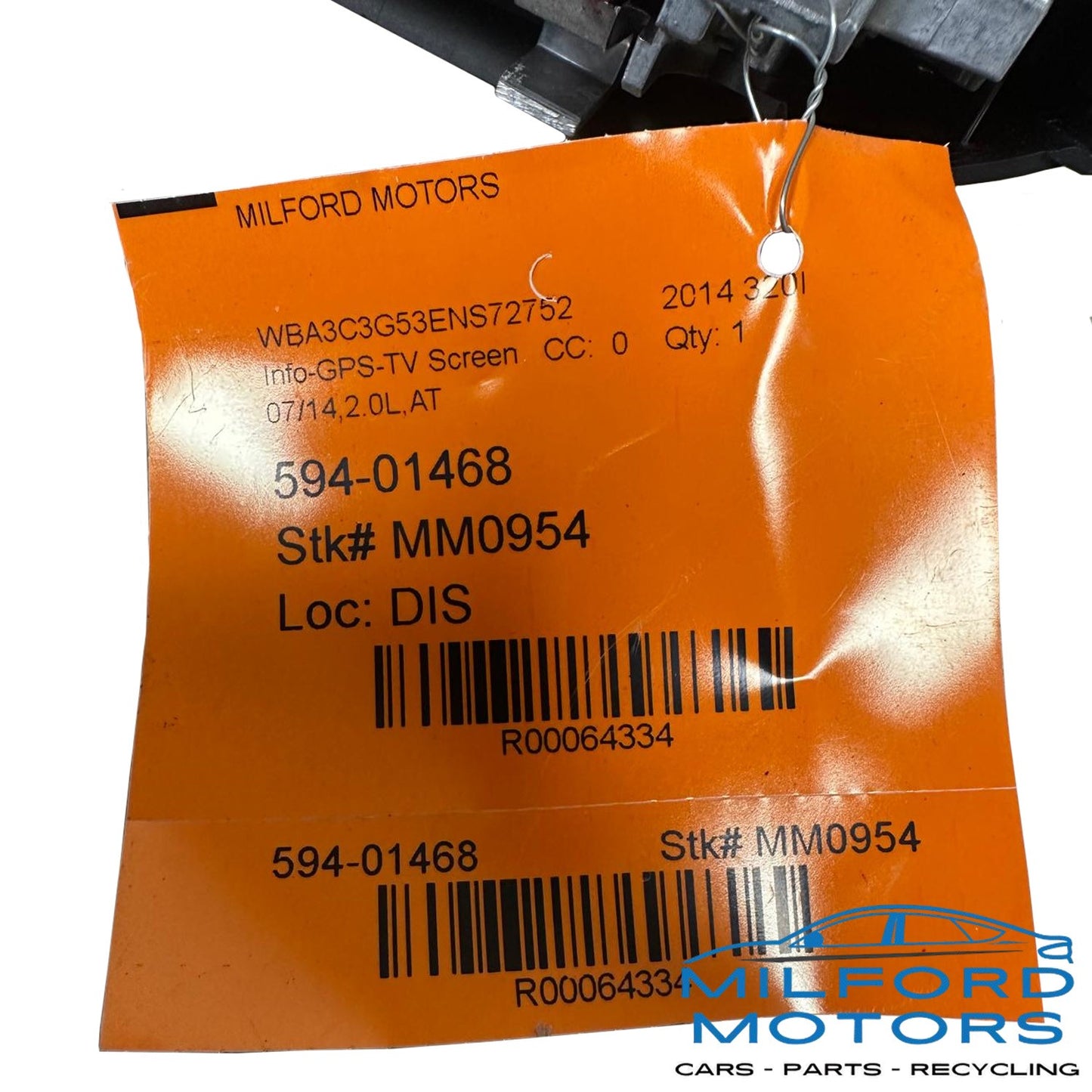 Used Front Info-GPS Display Screen - 2012-2017 3 Series 320i xDrive Sedan 2.0L