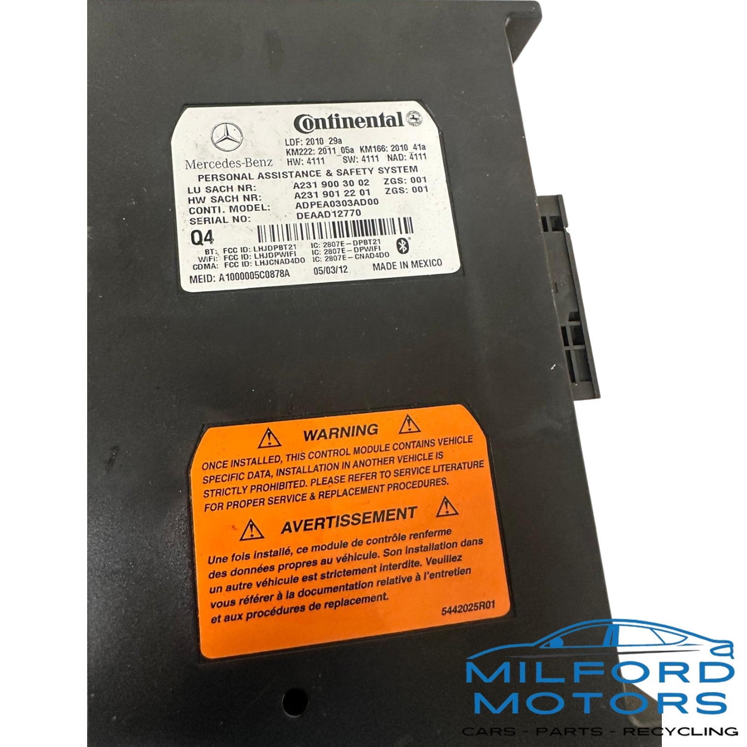 Chassis ECM Communication Module Fits 12-2013 Mercedes-Benz C-Class E-Class 3.5L