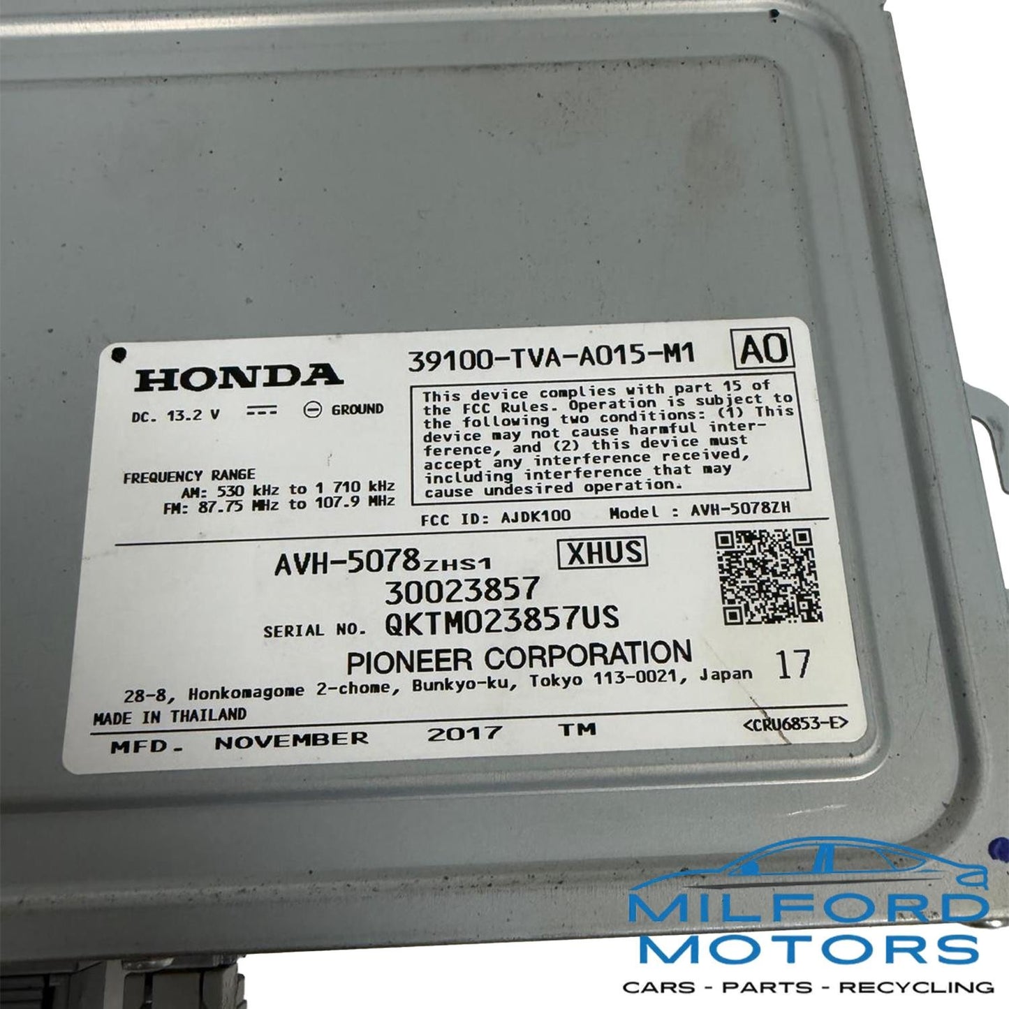 Audio Equipment Radio Receiver US Market Hybrid LX Fits 18-20 Honda Accord 1.5L