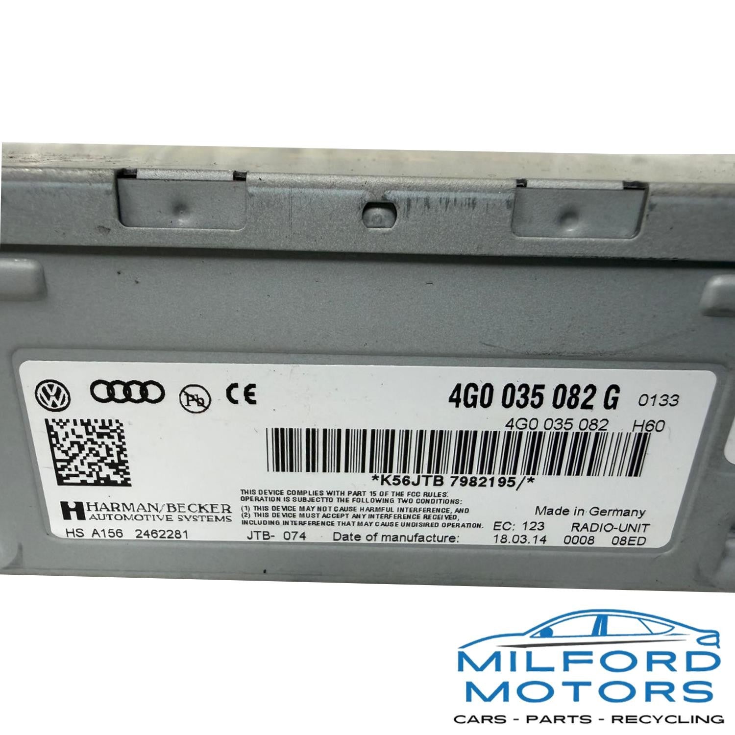 Audio Equipment Radio Receiver Trunk Mounted Fits 2014 Audi A4 2.0L 4G0035082G
