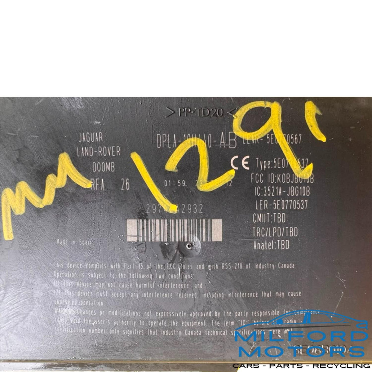 Anti Theft Locking Control Module Fits 12-15 Range Rover Evoque LR4 DPLA19H440AB