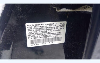 Left Driver Side Front Electric Door Assembly Fits 2009-2015 Honda Pilot 3.5L