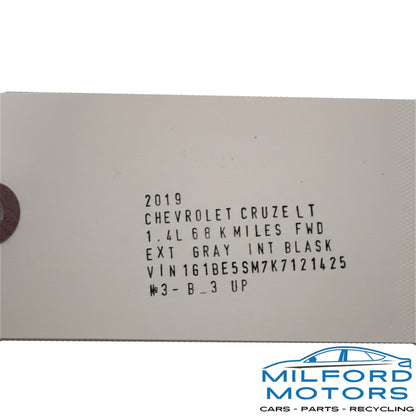 Anti Theft Deterrent Control Module - 2016 Chevrolet Cruze LT Auto Sedan L4