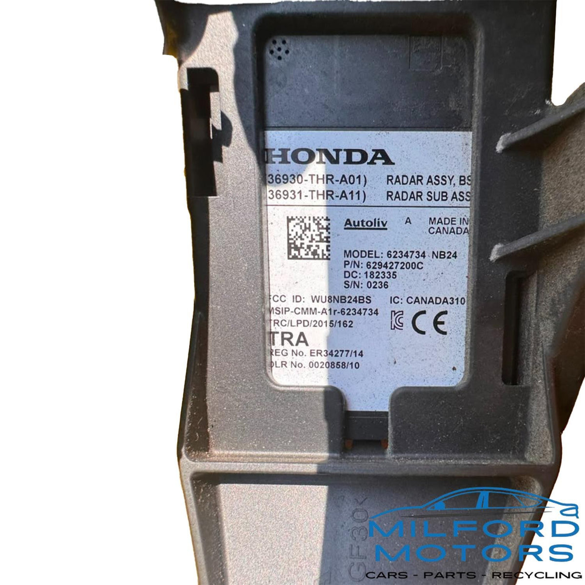 Passenger Camera/Projector Radar Unit Fits 2018-2020 Honda Odyssey 36930-THR-A01