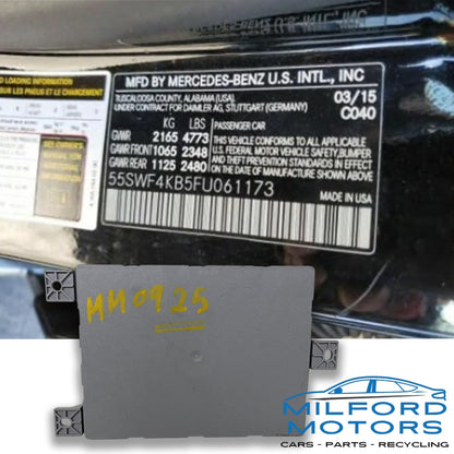 Chassis Control Module Trunk Mounted Fits 2015 Mercedes-Benz C300 C400 C63 2.0L