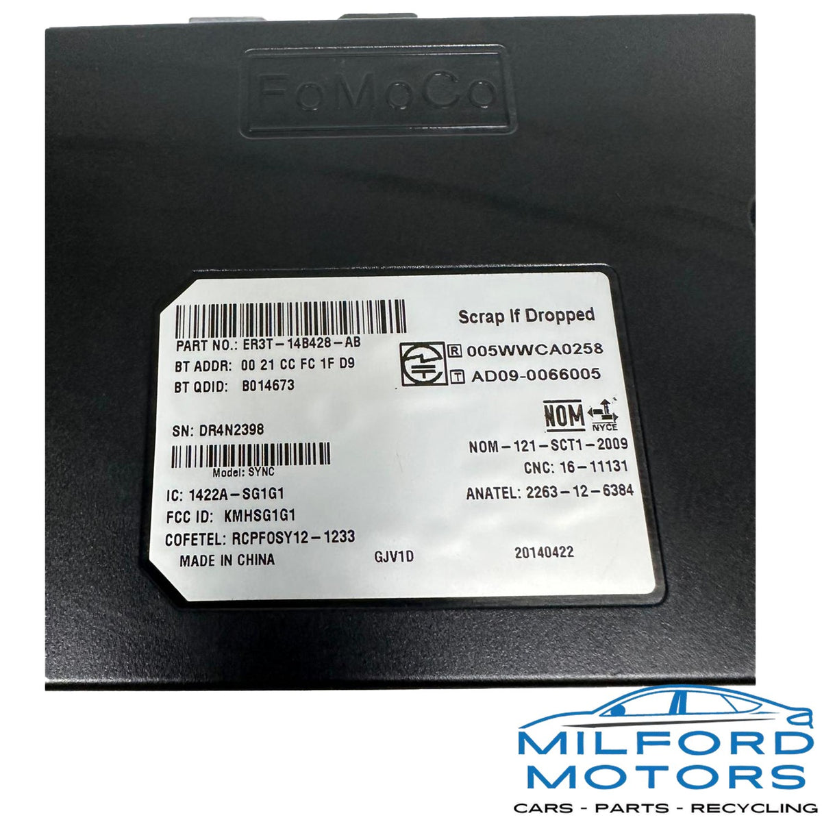 Chassis Communication Sync Module Fits 2014 Ford Mustang 3.7L ER3T14B428AB