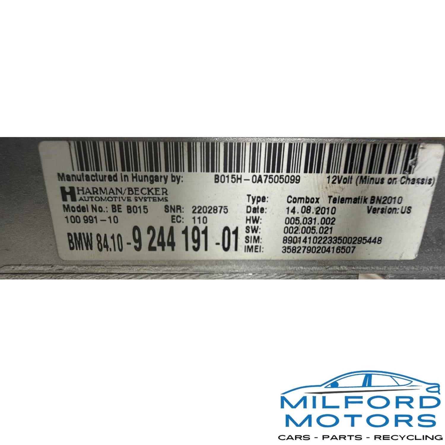 Telematics Communication Control Module Unit Fits 2011 BMW 550i 4.4L 84109244191