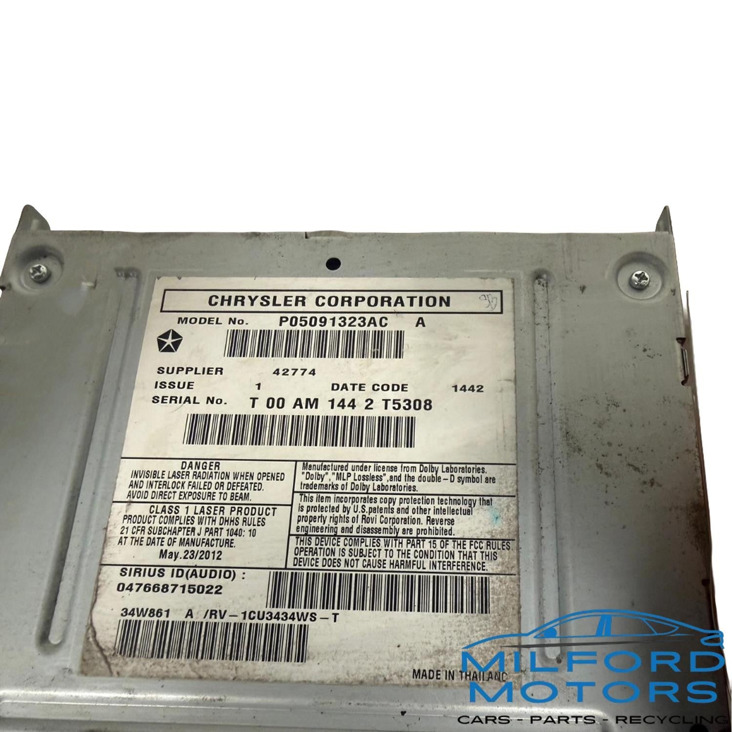 Audio Equipment Radio Receiver Fits 2013 Dodge Durango R/T 5.7L