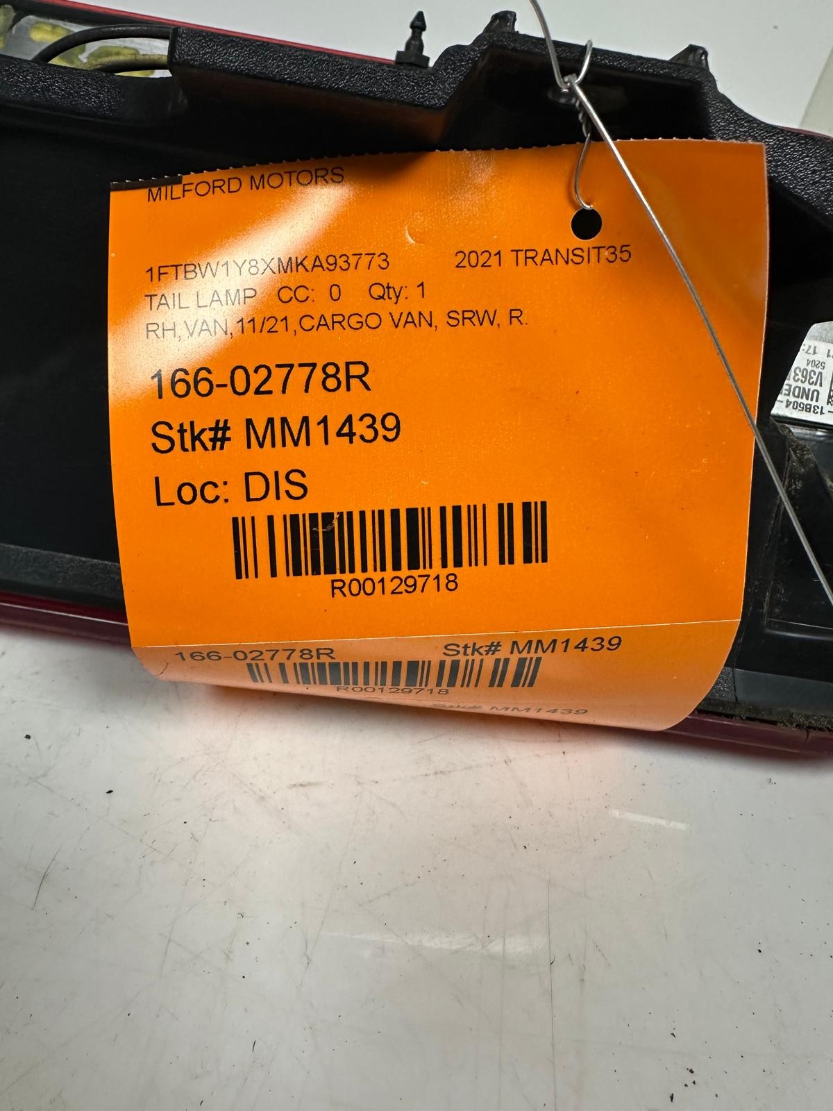 Passenger/Right Tail Light Fits 2016-2023 Ford Transit 150 250 350 3.5L