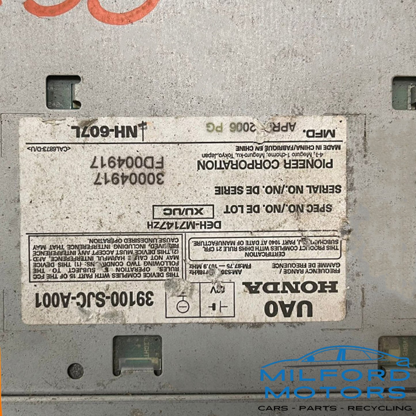 Used Radio Receiver AM/FM/CD Fits 2006-2008 Honda Ridgeline RT Crew Cab 4D 3.5L