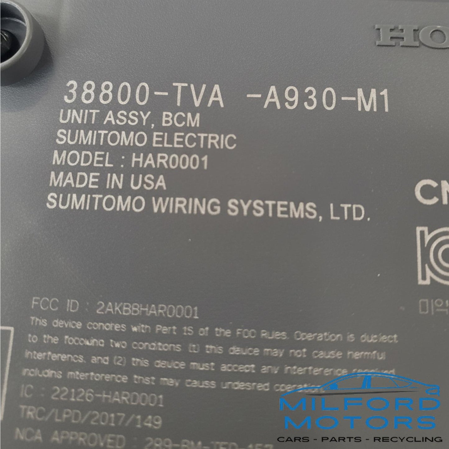 Chassis BCM Body Control Module US Built  Fits 2018-2020 Honda Accord LX 1.5L