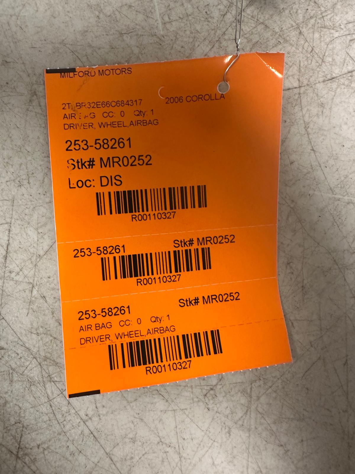 Front Driver Side Wheel AirBag  Fits 2004-2008 Toyota Corolla Matrix Sedan 1.8L