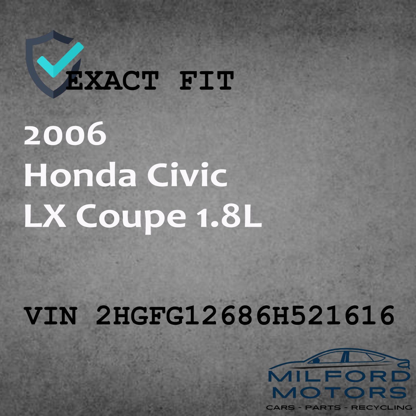 Driver Side Tail Light Coupe Fits 2006-2008 Honda Civic Coupe 1.8L