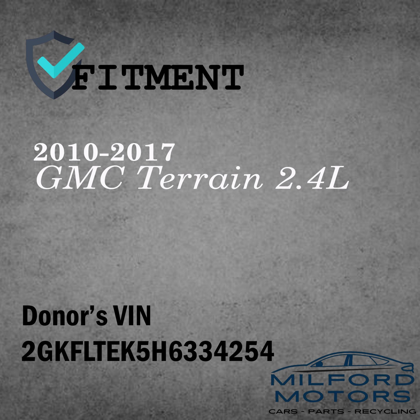 Passenger Side Tail Light Quarter Panel Mounted Fits 2010-2017 GMC Terrain 2.4L