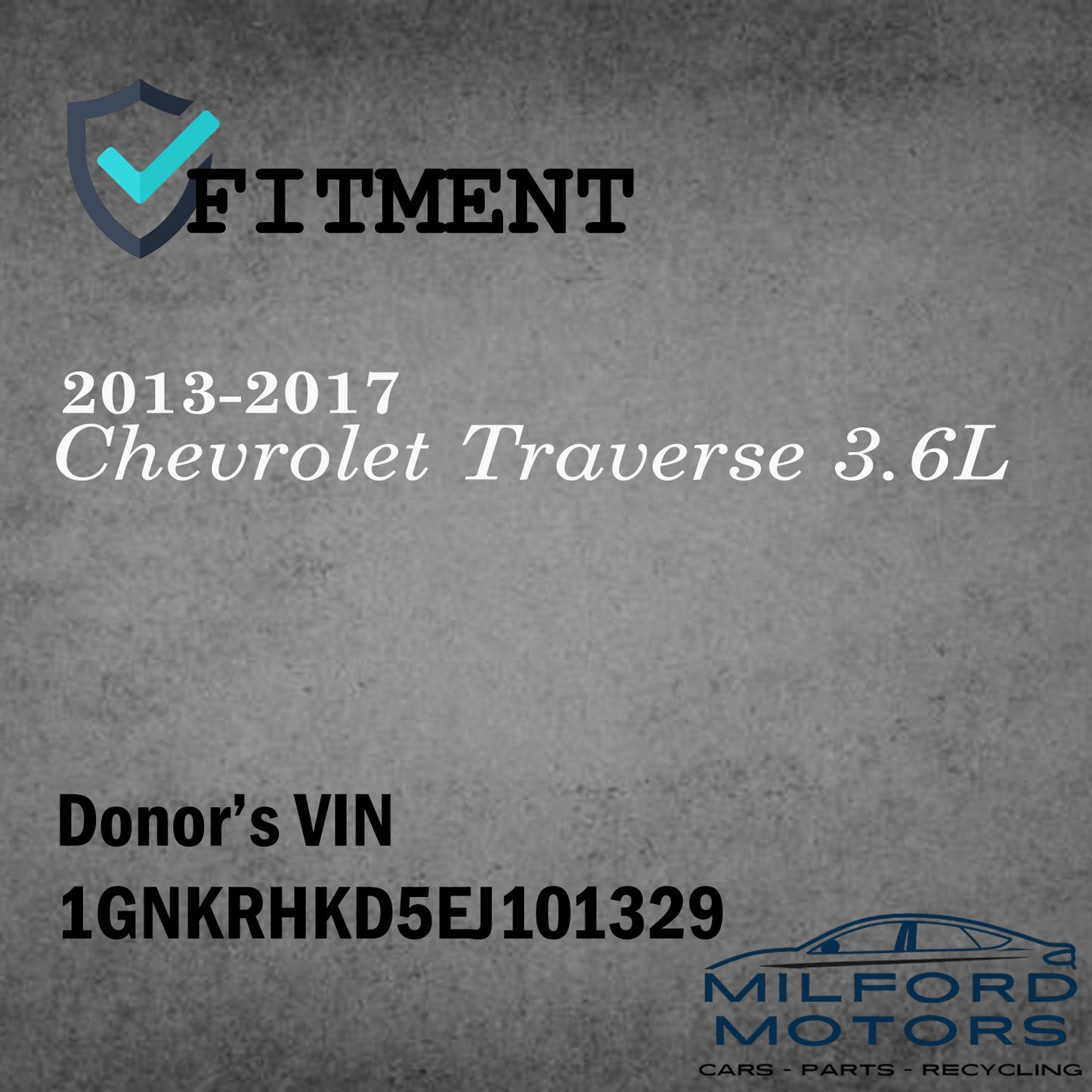 Passenger Side Tail Lamp Lid Mounted Fits 2013-2017 Chevrolet Traverse 3.6L