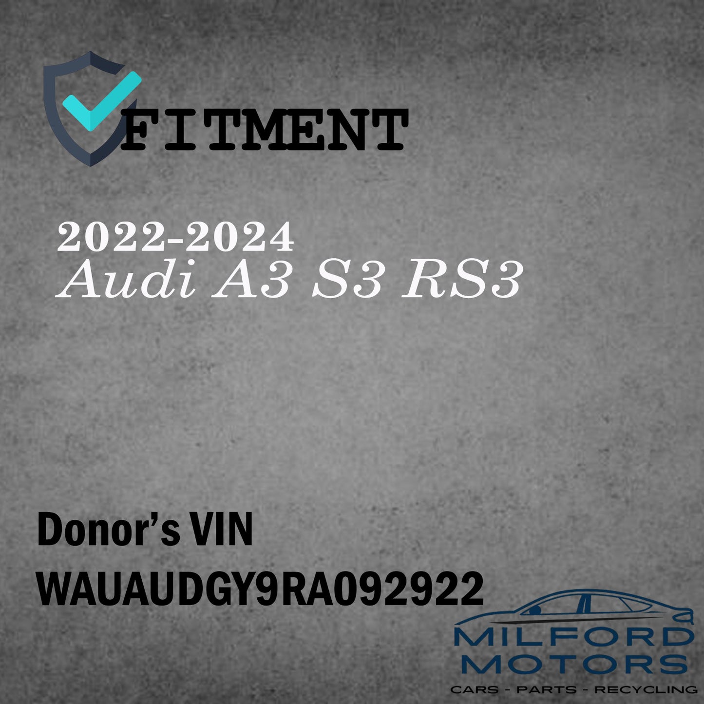 Driver Side Tail Light Quarter Panel Mounted Fits 2022-2024 Audi A3 S3 RS3 2.0L