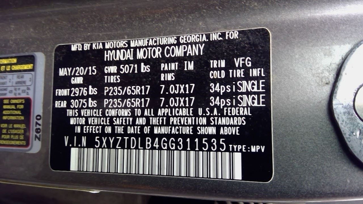 2013–2016 Hyundai Santa Fe Sport Left Tail Lamp 63,561 Miles