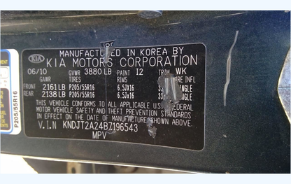 Used 2010-2011 Kia Soul 2.0L  4-cylinder Engine – VIN 2