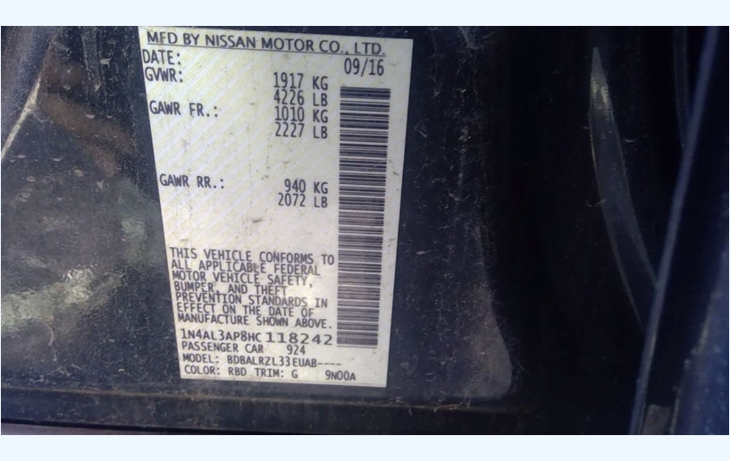 Used 2016–2017 Nissan Altima 2.5L QR25DE Engine Assembly – 66,000 Miles – FWD OEM