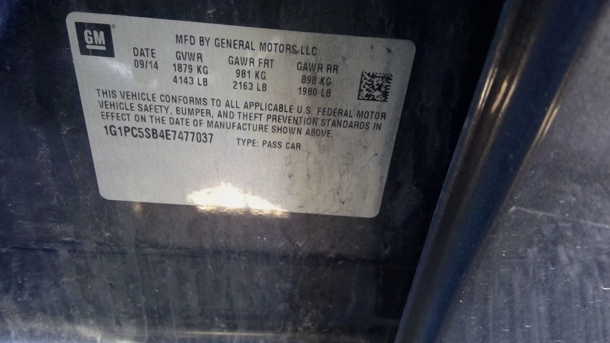 2014 Chevrolet Cruze 1LT Gas Pedal Accelerator Pedal – 60,356 Miles