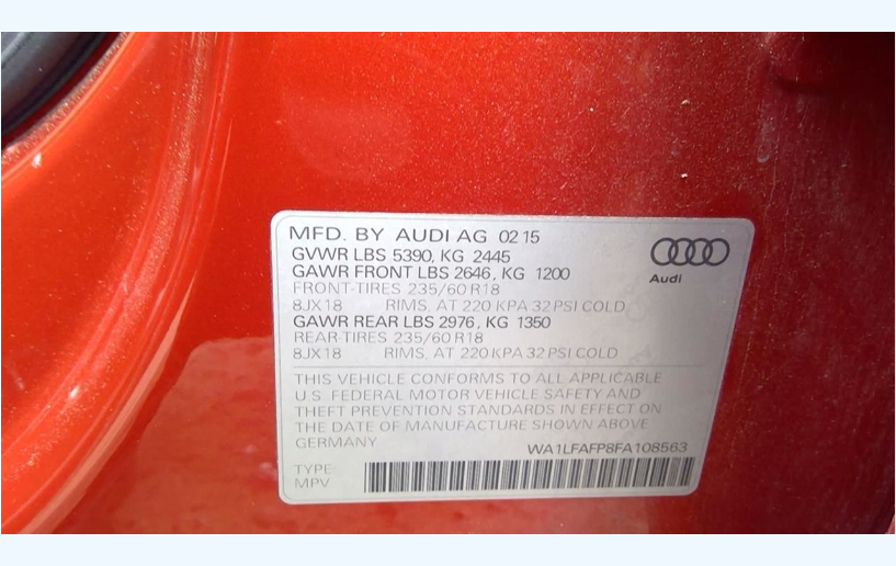 Used 2015-2017 Audi Q5 8-Speed Automatic Transmission – 185,000 Miles – 2.0L Turbo (QCW Code)