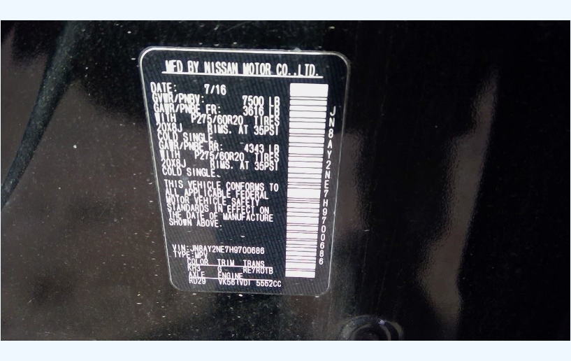 Used 7-Speed Automatic Transmission – 2017 Nissan Armada 4x4 – 70,028 Miles