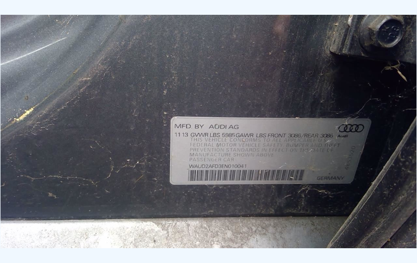 Used 2013-2014 Audi S8 8-Speed Automatic Transmission – 59,312 Miles – Transmission Code MEF – 4.0L Twin Turbo