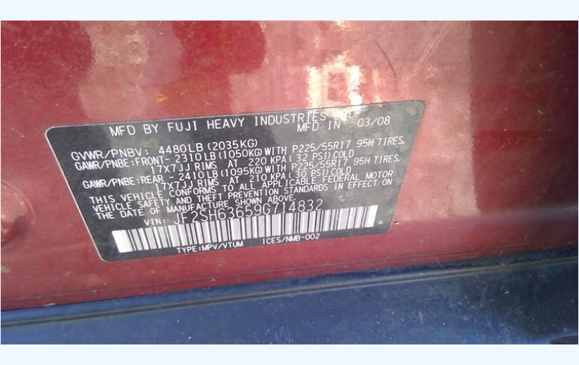 2009-2013 Subaru Forester Left Driver Side Tail Light OEM 84912SC130 / 84912SC131 Used