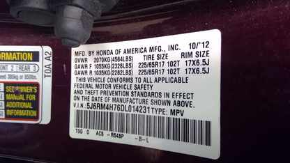 OEM Used Speedometer Instrument Cluster – 101,000 Miles – 2012-2013 Honda CR-V AWD (MPH, US Market)