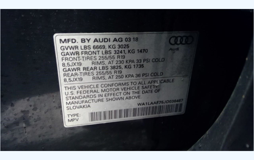 Used 2017-2019 Audi Q7 3.0L AWD – Transmission ID QZX 8-Speed Automatic Transmission – 146,067 Miles