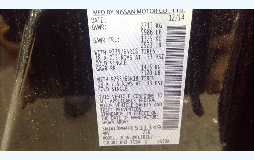 Used 2015–2016 Nissan/Infiniti 3.5L V6 VQ35DE Engine – 113,200 Miles