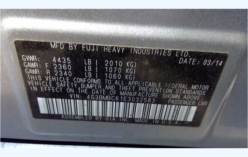 OEM 2013-2014 Subaru Legacy Instrument Cluster Speedometer MPH CVT 85021AJ47A - 106,749 Miles