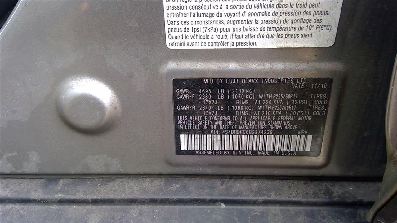 OEM Used Instrument Cluster Speedometer – 171,000 Miles – 2011 Subaru Legacy Outback Wagon 3.6L AT MPH – Part # 85021AJ16A