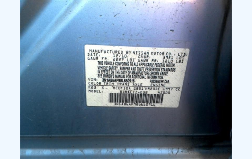 Used OEM Left Quarter Panel Tail Light Assembly – Nissan Sentra (2010–2012)