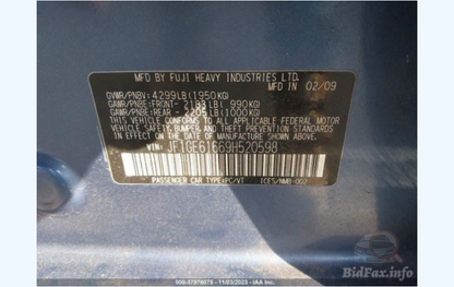 OEM 2009 Subaru Impreza Base Instrument Cluster Speedometer MPH AT 85022FG340 - 72,528 Miles