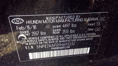 Used Instrument Speedometer Gauge Cluster – 72,325 Miles – OEM Hyundai Sonata 2018 – Part #94051C2020